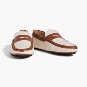 TOD'S Two-tone canvas and leather drivers $545 size 8.5(40.5)